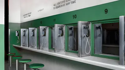 Jail phones along wall