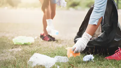 People picking up trash