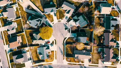 Overhead view of neighborhood streets